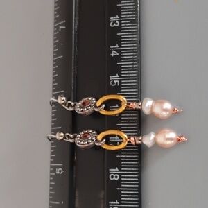 Elegant Silver and Gold Pearl Earrings